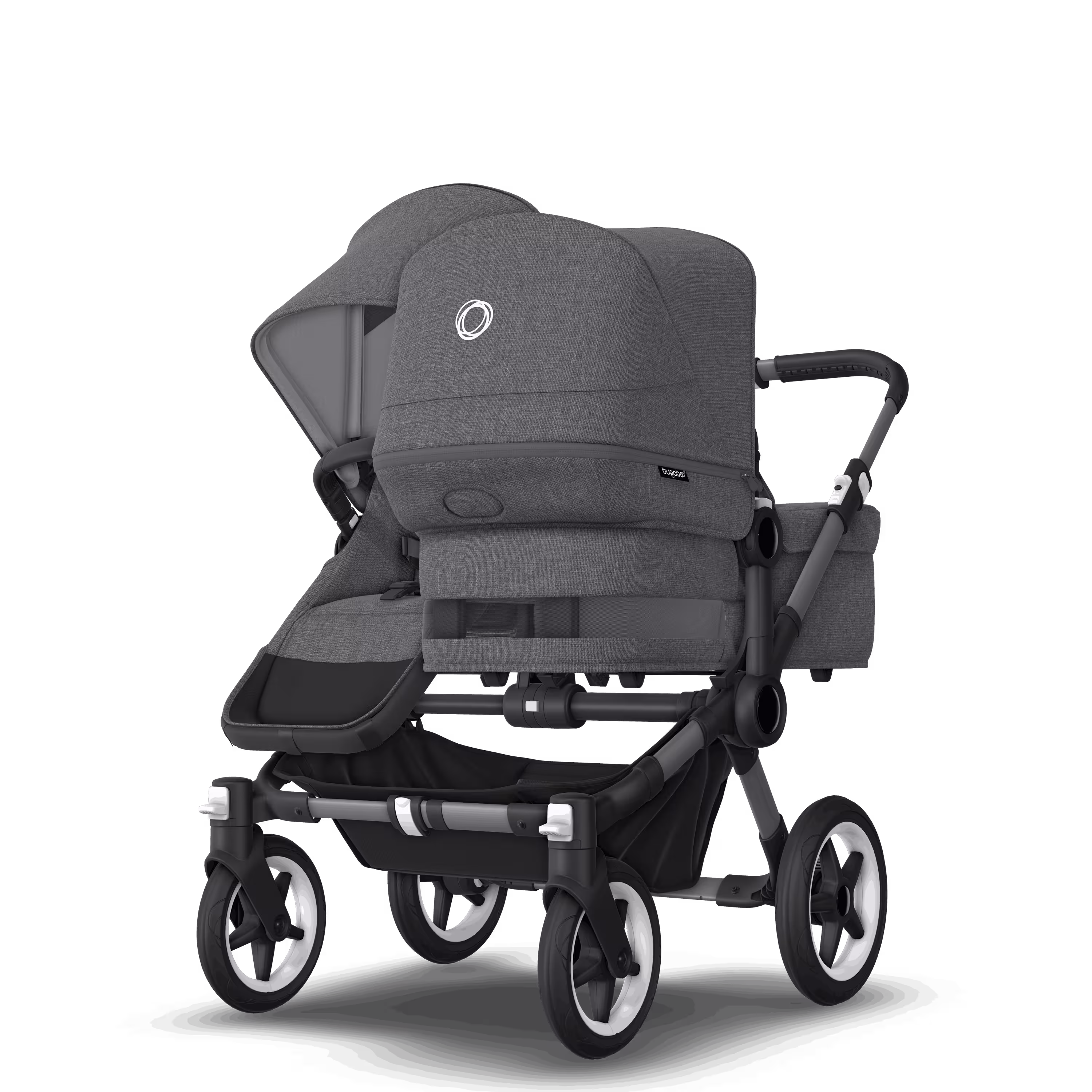 Bugaboo Donkey 5 Duo double stroller graphite base, grey mélange fabrics, grey mélange sun canopy - Main Modal Image Slide 3 of 11