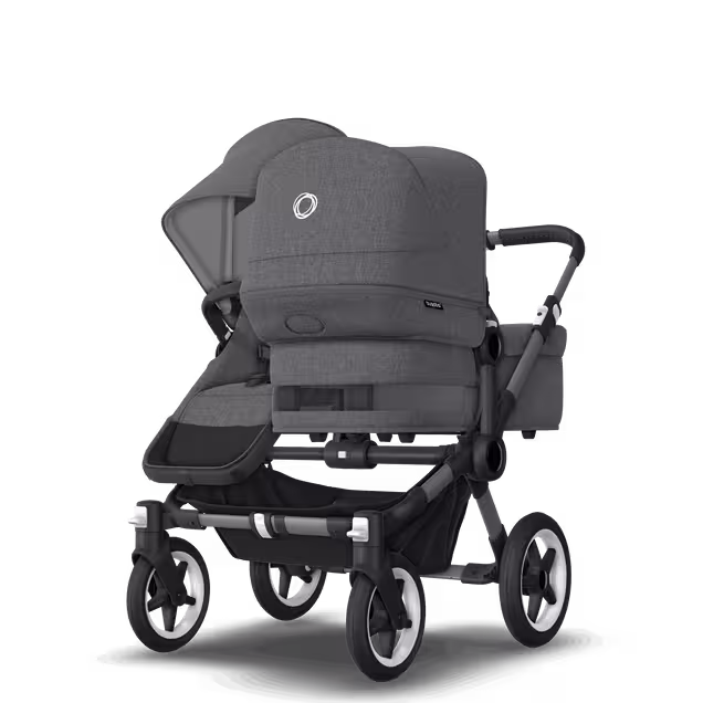 Bugaboo Donkey 5 Duo double stroller graphite base, grey mélange fabrics, grey mélange sun canopy - Main Image Slide 3 of 11
