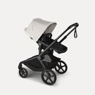 Bugaboo Kangaroo seat-only stroller black base, midnight black fabrics, misty white sun canopy
