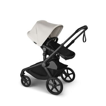 Bugaboo Kangaroo seat-only stroller black base, midnight black fabrics, misty white sun canopy