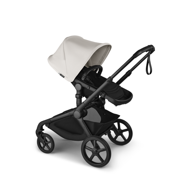 Bugaboo Kangaroo seat-only stroller black base, midnight black fabrics, misty white sun canopy