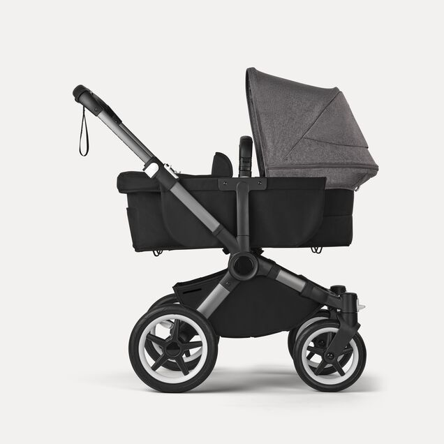 Bugaboo Donkey 5 Mono 2-in-1 stroller graphite base, midnight black fabrics, grey mélange sun canopy - Main Image Slide 3 van 12