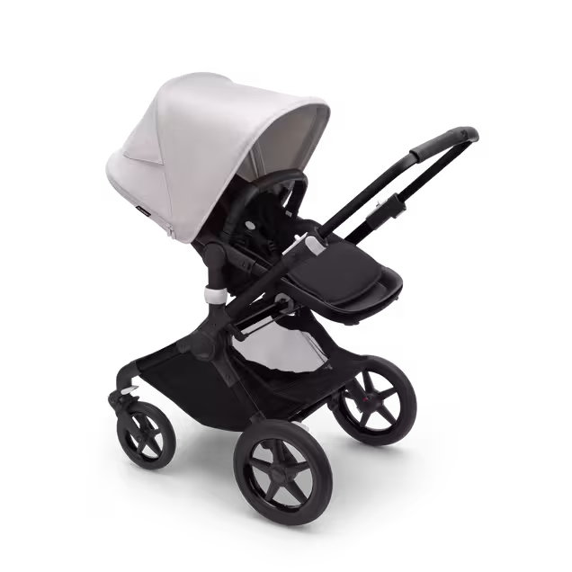 Bugaboo Fox 3 bassinet and seat stroller black base, midnight black fabrics, misty white sun canopy - Main Image Slide 6 of 9