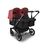 Bugaboo Donkey 5 twin stroller graphite base, midnight black fabrics, sunrise red sun canopy - Thumbnail Slide 3 of 3