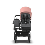 Bugaboo Donkey 5 Mono bassinet and seat stroller black base, grey mélange fabrics, morning pink sun canopy - Thumbnail Slide 4 of 13