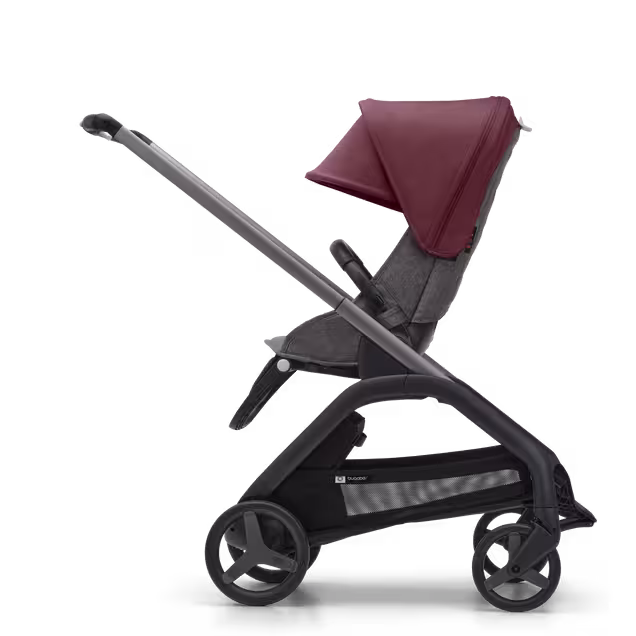 Bugaboo Dragonfly 2-in-1 stroller graphite base, grey melange fabrics, dark cherry red sun canopy - Main Image Slide 2 of 16