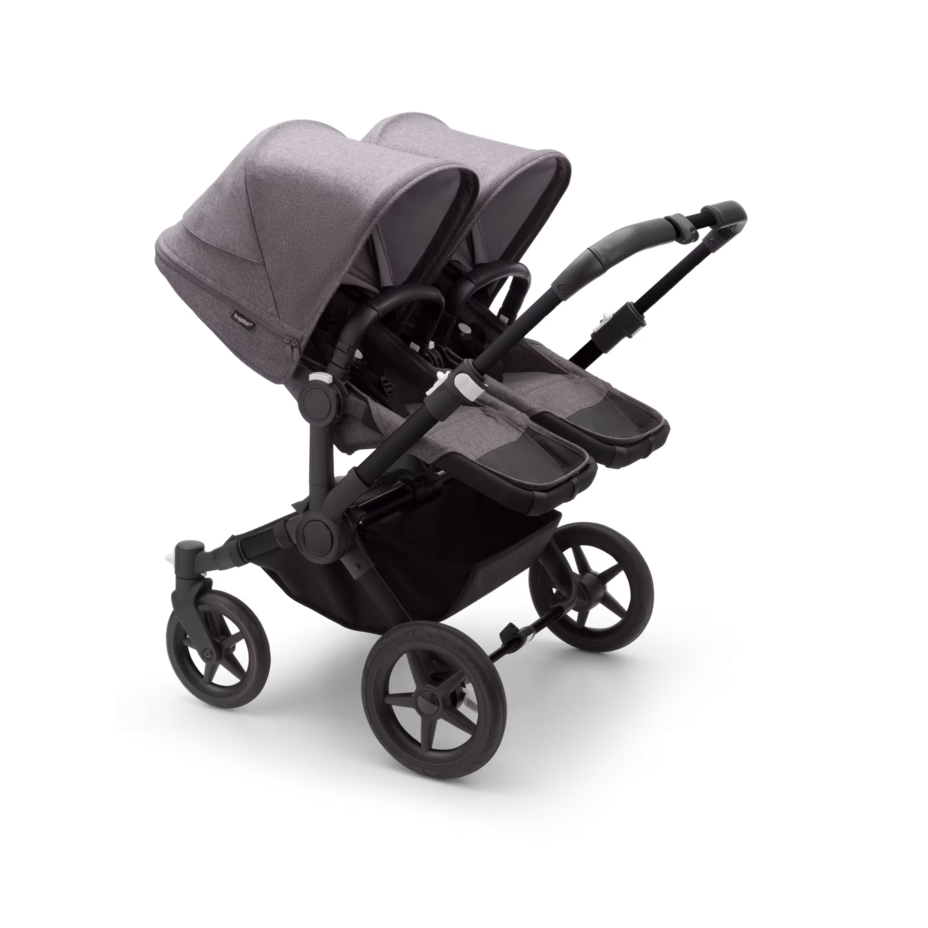 Bugaboo Donkey 5 twin stroller black base, grey mélange fabrics, grey mélange sun canopy - Main Modal Image Slide 2 of 10