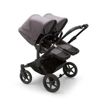 Bugaboo Donkey 5 twin stroller black base, grey mélange fabrics, grey mélange sun canopy - view 2