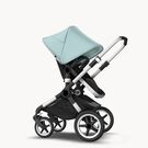 Bugaboo Fox 2 Seat and Bassinet Stroller vapor blue sun canopy, black style set, aluminum chassis