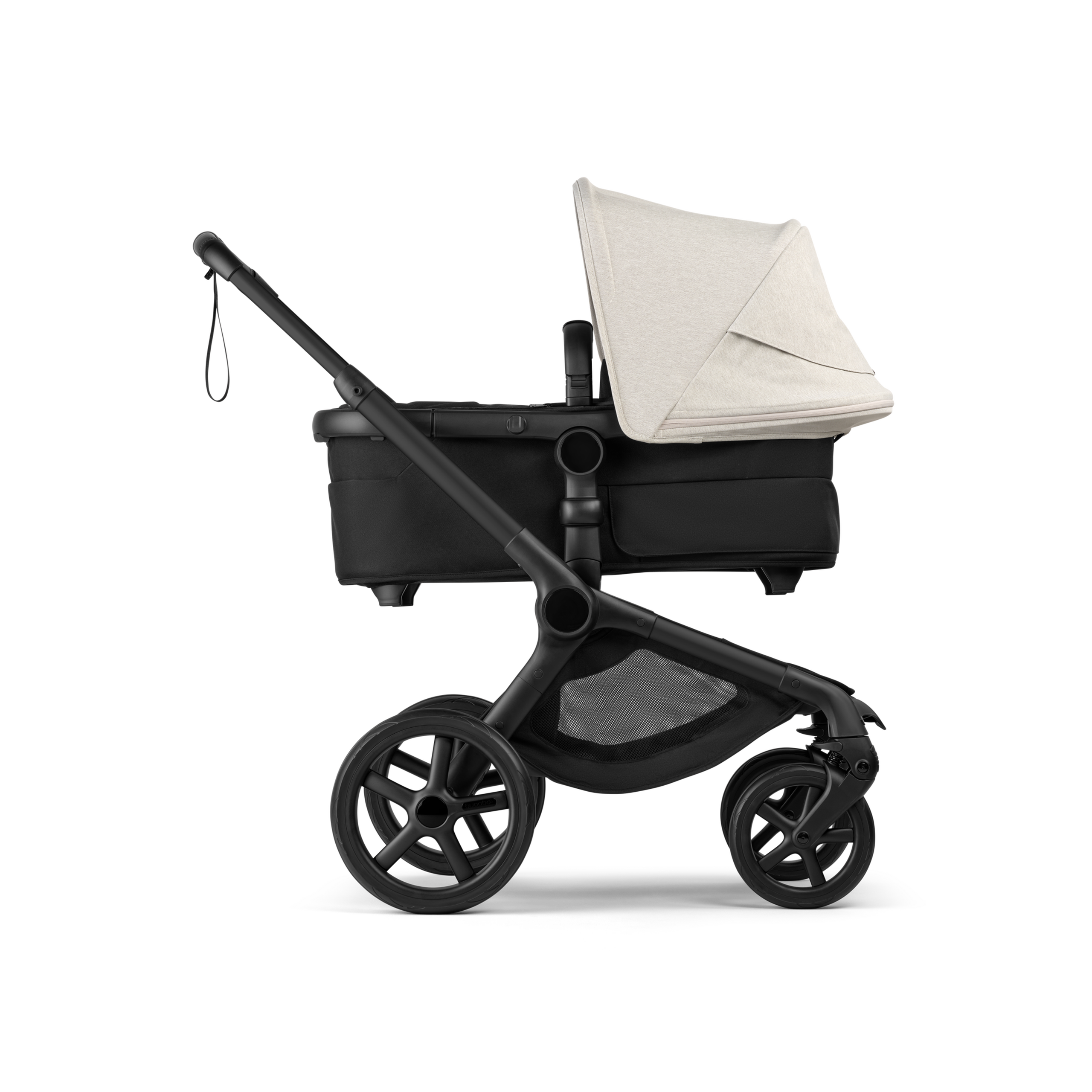 Passeggino Duo Bugaboo Fox 5 Renew con navicella, con telaio nero, tessuti Heritage Black e cappottina misty white. - Thumbnail Slide 2 of 12