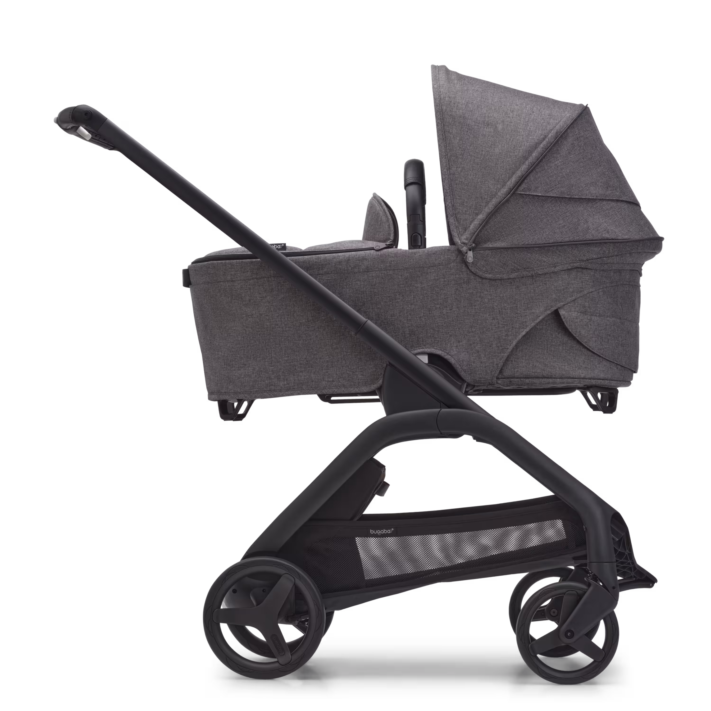 Bugaboo Dragonfly 2-in-1 pram black base, grey fabrics, grey sun canopy & grey bassinet - Main Modal Image Slide 2 of 16