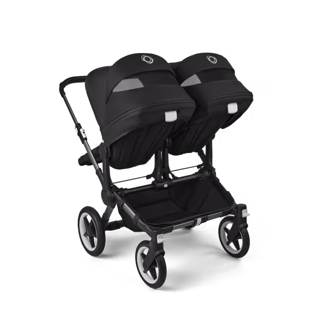 Bugaboo Donkey 5 twin stroller graphite base, midnight black fabrics, midnight black sun canopy - Main Image Slide 4 of 12