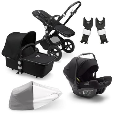 Bugaboo Cameleon 3 Plus travel system black sun canopy, black fabrics, black base