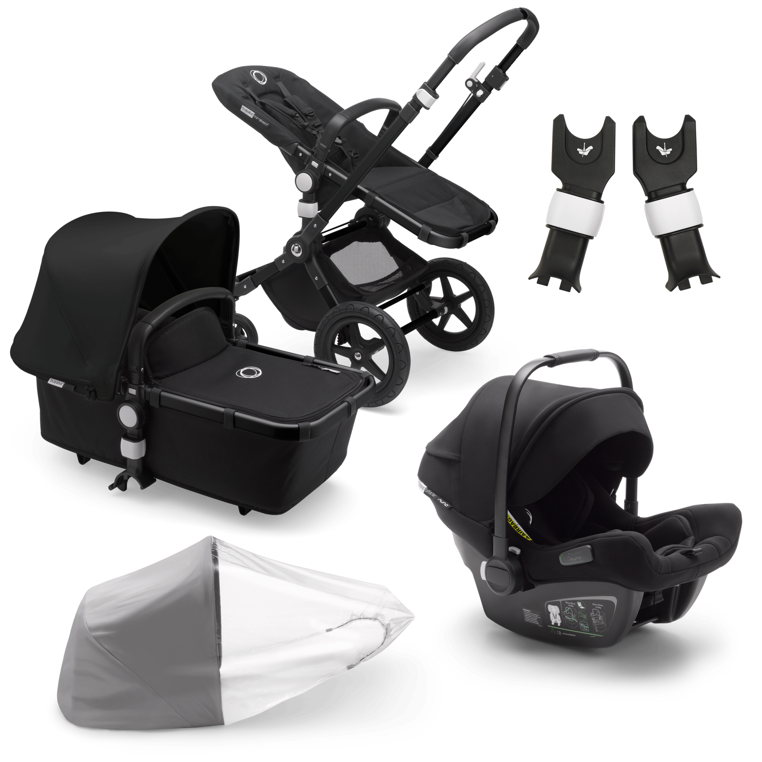 Bugaboo Cameleon 3 Plus travel system black sun canopy, black fabrics, black base - Thumbnail Slide 1 of 8
