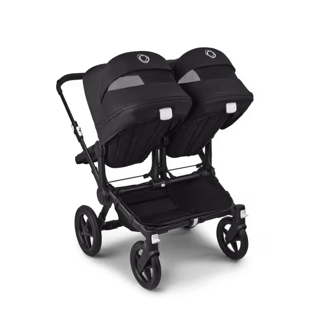 Bugaboo Donkey 5 twin stroller black base, midnight black fabrics, midnight black sun canopy - Main Image Slide 4 of 12
