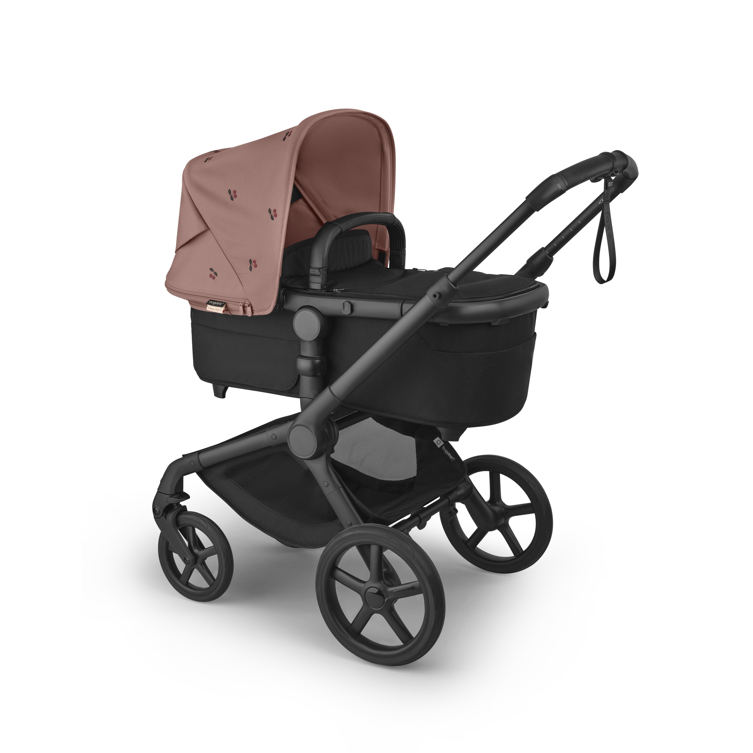 Bugaboo x Konges SlØjd limited edition Fox 5 Renew 2-in-1 stroller black base, heritage black fabrics, dusty pink sun canopy - Thumbnail Slide 2 of 12
