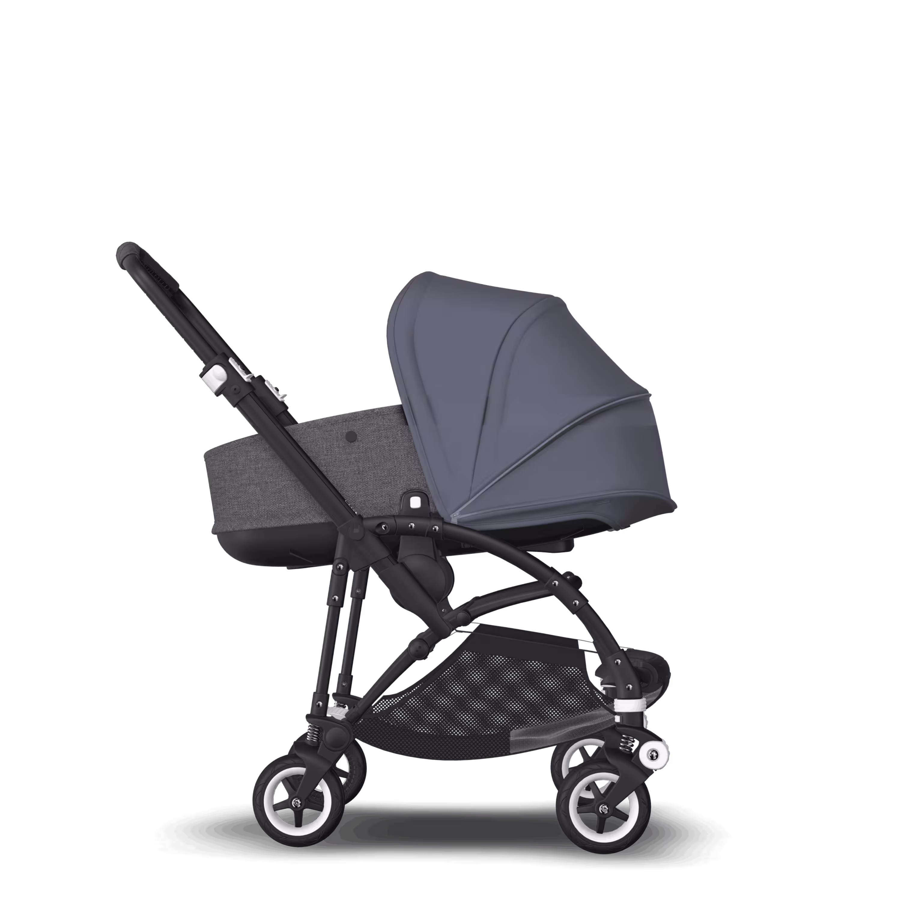 Bugaboo Bee 5 seat and bassinet stroller steel blue sun canopy, grey melange fabrics, black base - Main Modal Image Slide 2 of 6