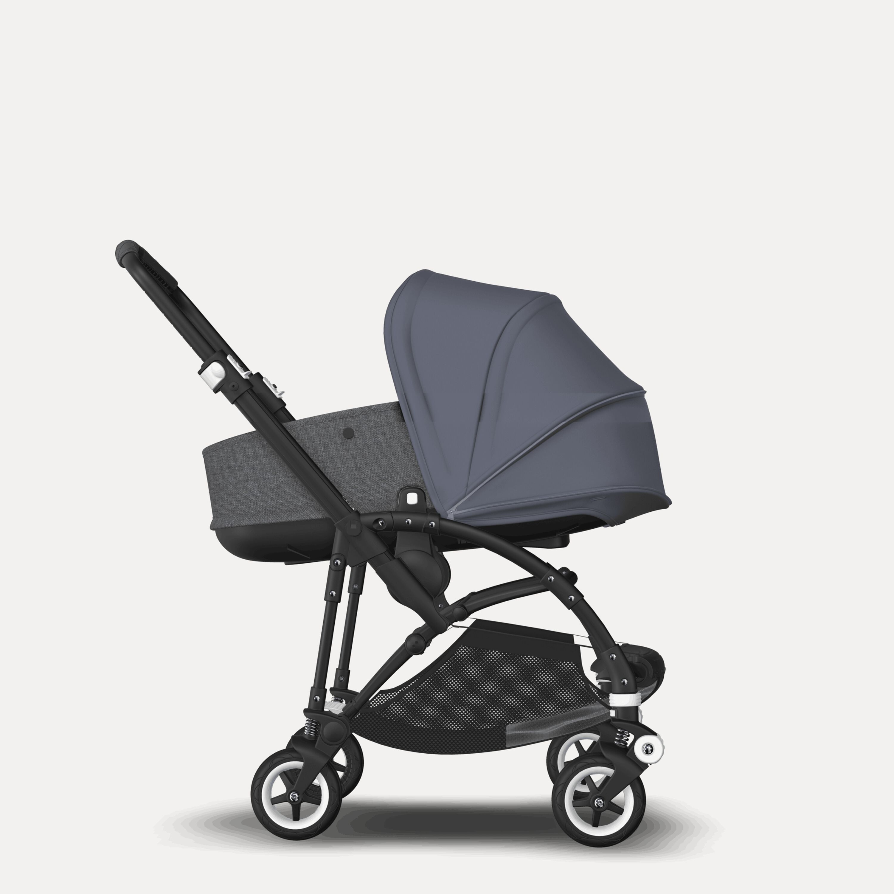 Bugaboo Bee 5 seat and bassinet stroller steel blue sun canopy, grey melange fabrics, black base - Main Modal Image Slide 2 of 6