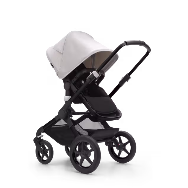 Bugaboo Fox 3 bassinet and seat stroller black base, midnight black fabrics, misty white sun canopy - Main Image Slide 7 of 9