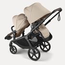 Bugaboo Kangaroo seat-only tandem black base, desert taupe fabrics, desert taupe sun canopy