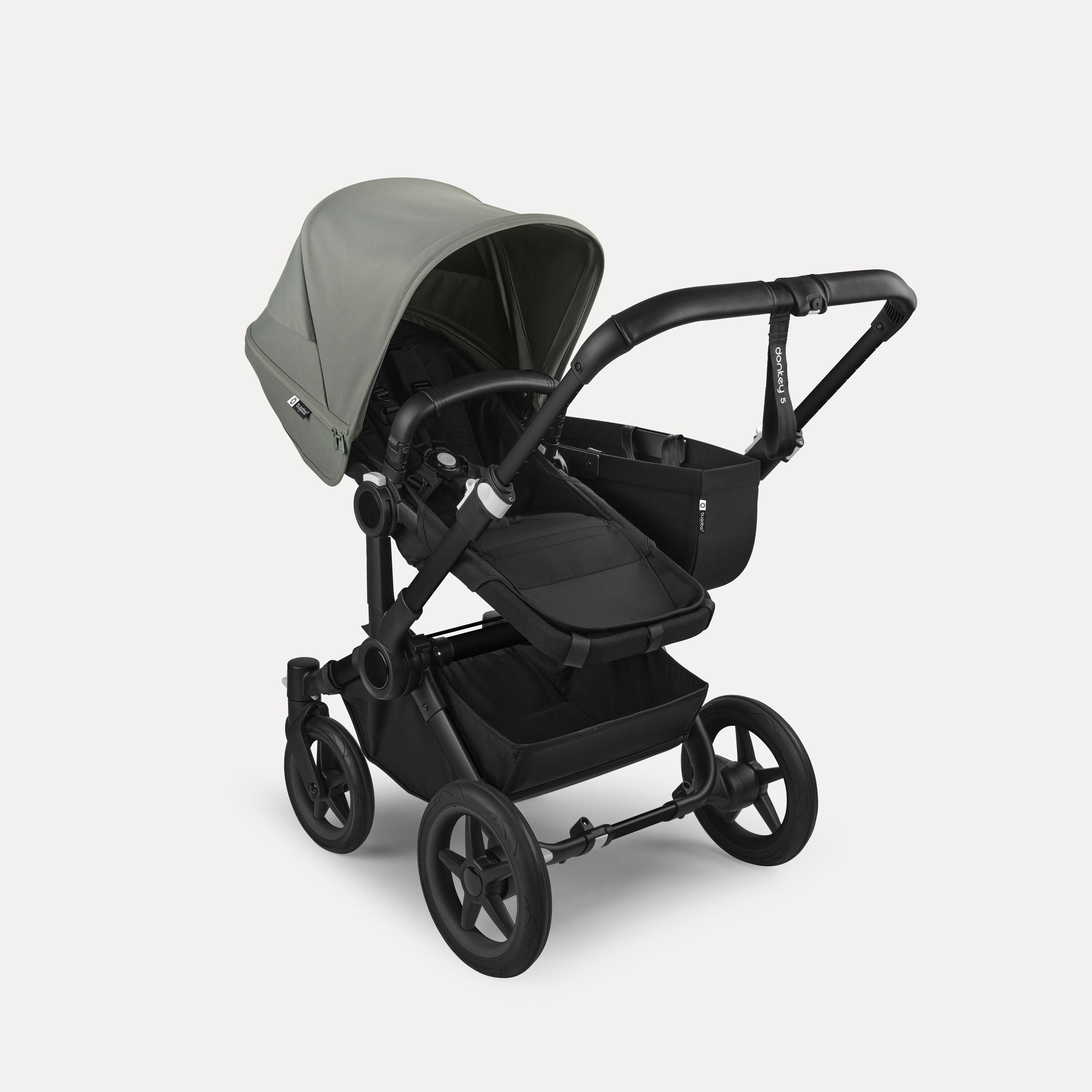 Bugaboo Donkey 5 Mono 2-in-1 stroller black base, midnight black fabrics, forest green sun canopy - Main Modal Image Slide 2 of 12