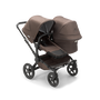 Bugaboo Donkey 5 Duo bassinet and seat stroller black base, mineral taupe fabrics, mineral taupe sun canopy - Thumbnail Slide 1 of 10