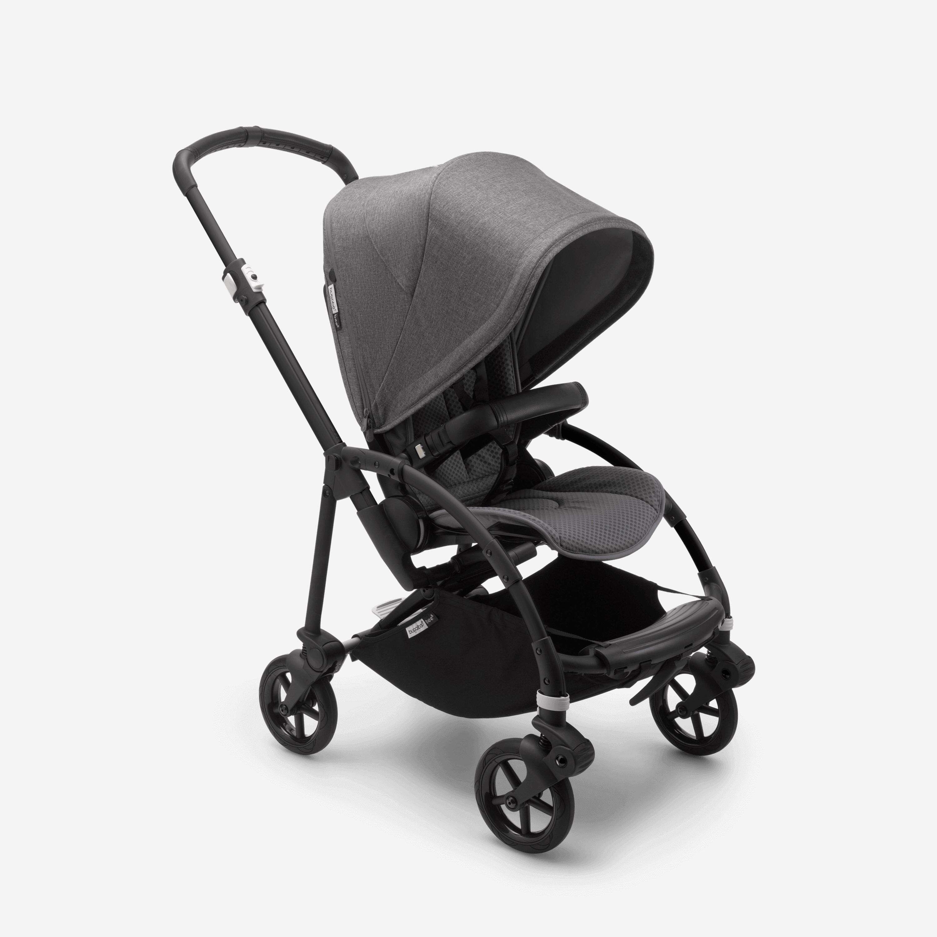 Bugaboo Bee 6 bassinet and seat stroller Grey mélange sun canopy 