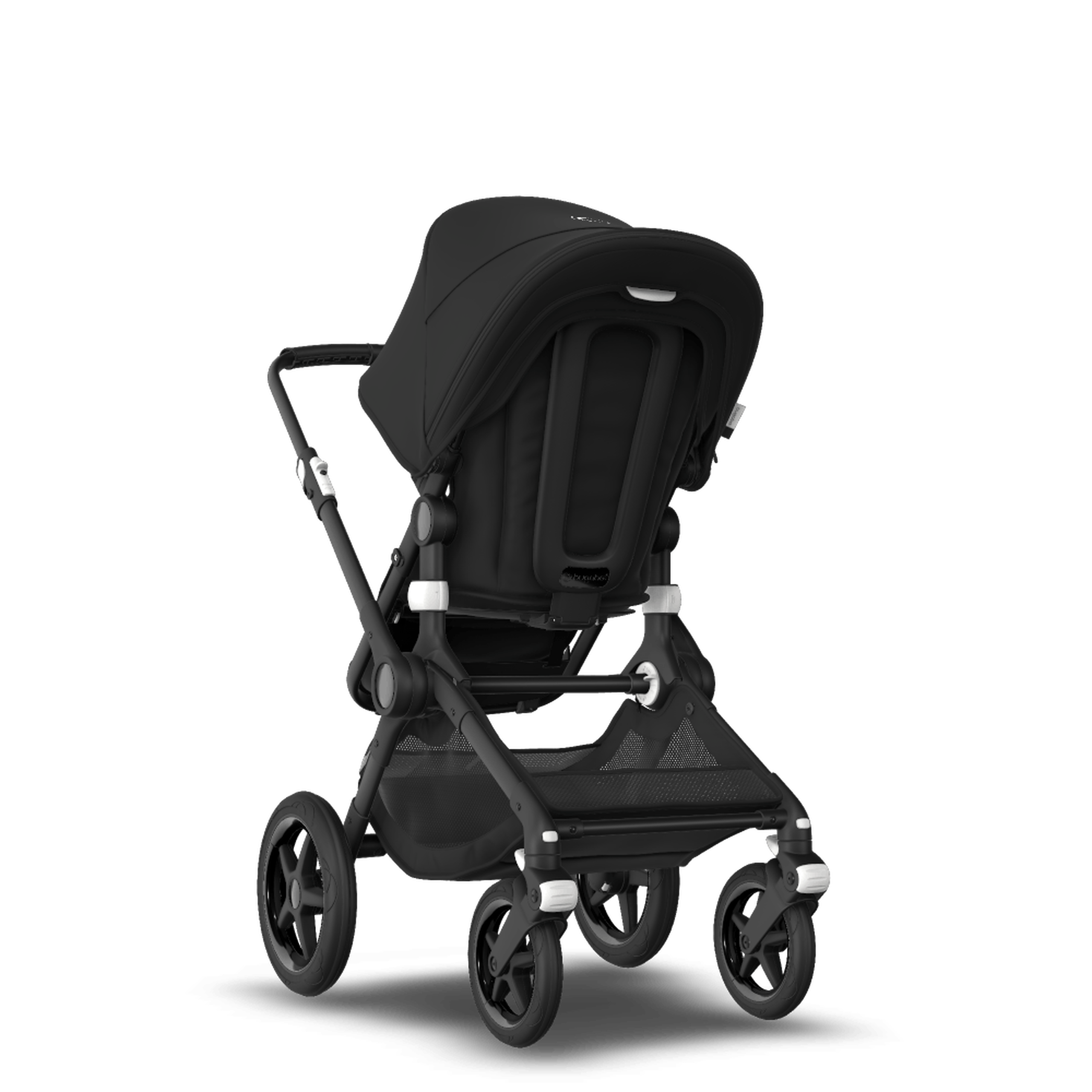 Bugaboo Fox 2 seat and carrycot pushchair black sun canopy, black fabrics, black chassis - Thumbnail Slide 5 of 10