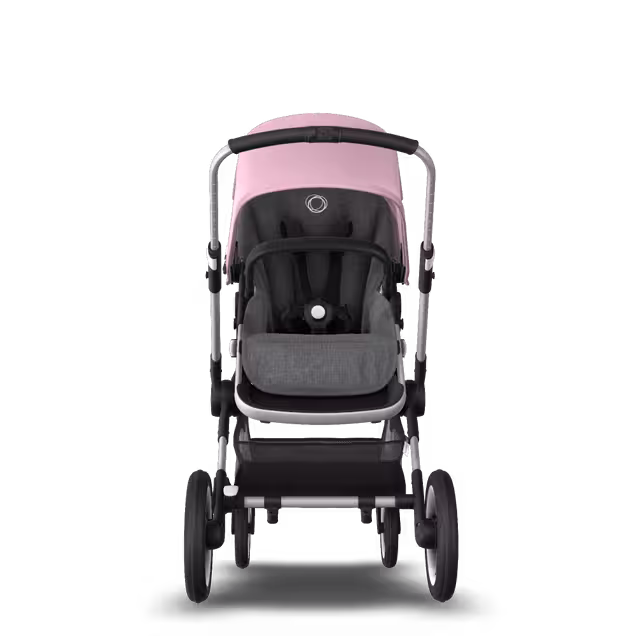 Bugaboo Fox 2 seat and carrycot pushchair soft pink sun canopy, grey melange fabrics, aluminium base - Main Image Slide 7 of 10