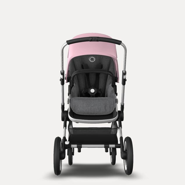 Bugaboo Fox 2 seat and carrycot pushchair soft pink sun canopy, grey melange fabrics, aluminium base - Main Image Slide 7 of 10