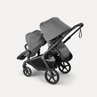 Bugaboo Kangaroo seat-only tandem black base, moon grey fabrics, moon grey sun canopy