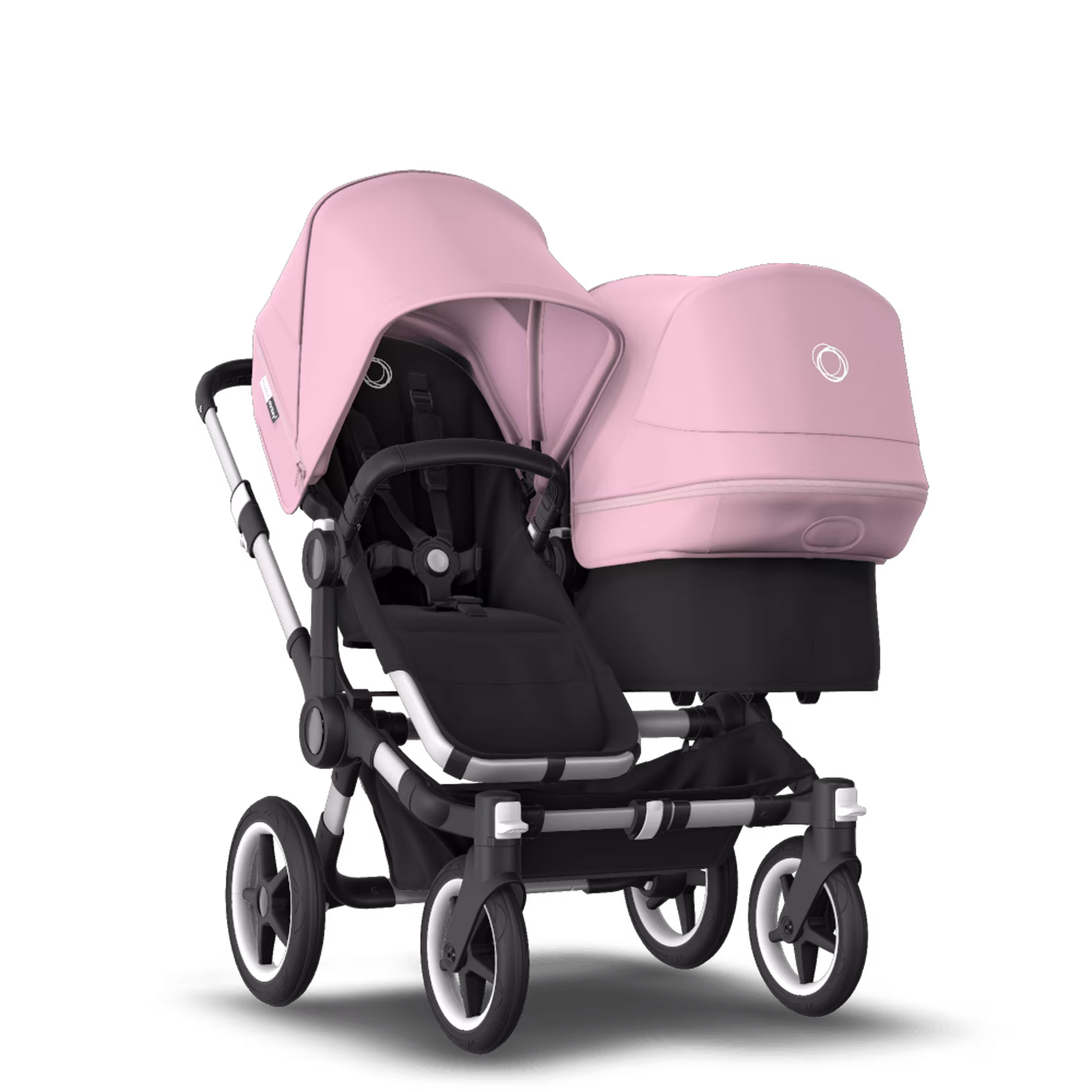 Bugaboo Donkey 3 Duo seat and bassinet stroller soft pink sun canopy, black fabrics, aluminium base - Main Modal Image Slide 1 of 5