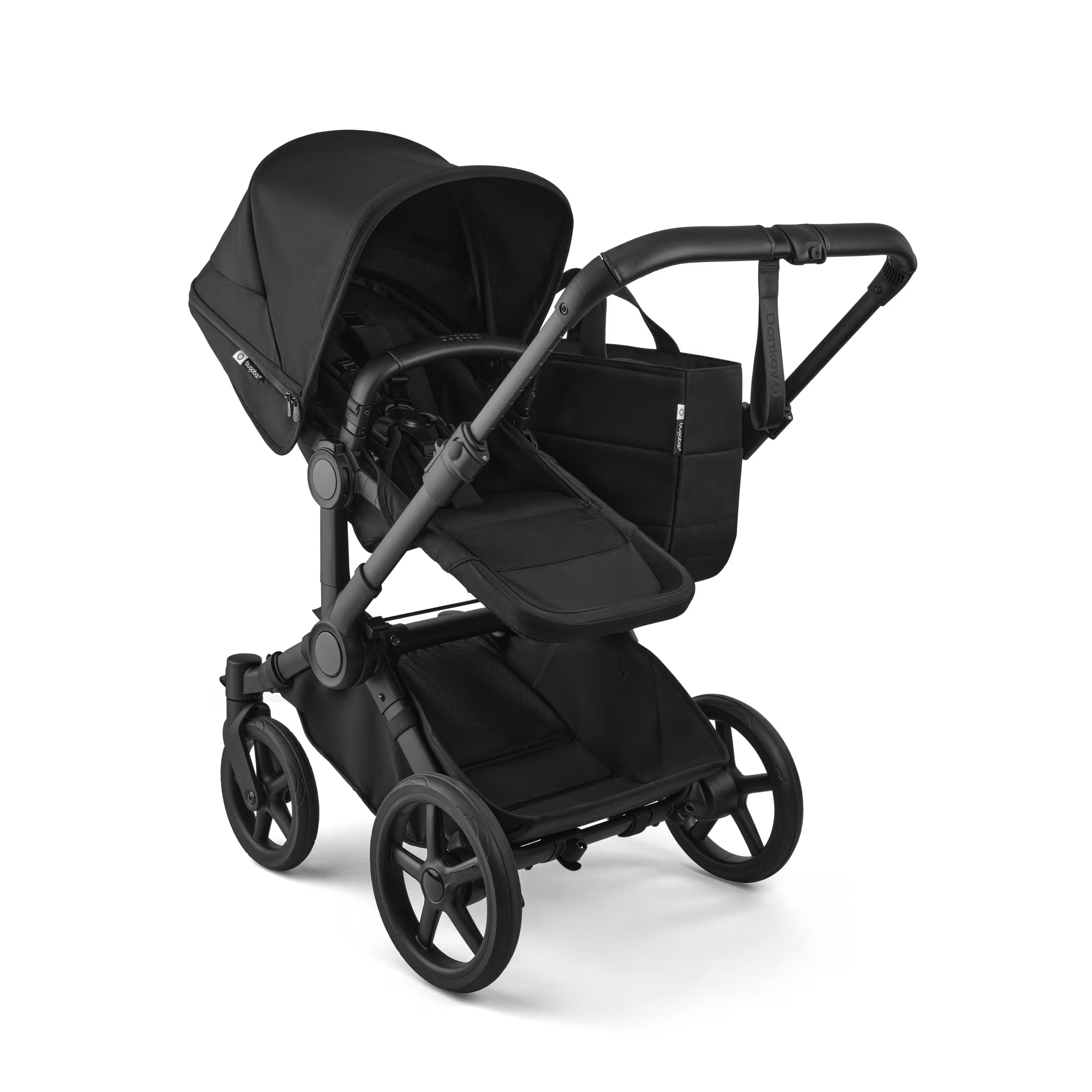 Bugaboo Donkey 6 2-in-1  stroller black base, heritage black fabrics, heritage black sun canopy view 3 - Main Modal Image Slide 3 of 10