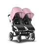 Bugaboo Donkey 3 Twin seat and carrycot pushchair soft pink sun canopy, grey melange fabrics, aluminium base - Thumbnail Slide 5 of 9