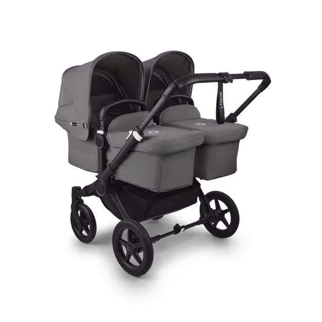 Bugaboo Donkey 5 twin stroller black base, forest green fabrics, forest green sun canopy - Main Image Slide 1 of 12