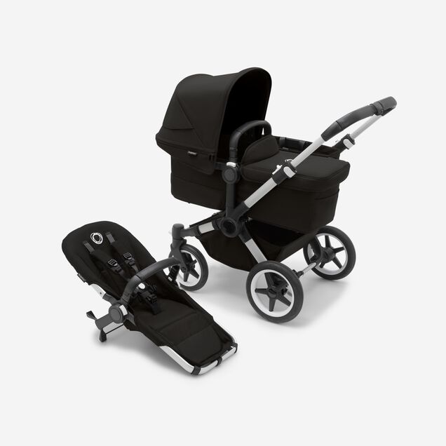 Bugaboo Donkey 5 Mono 2-in-1 stroller aluminium base, midnight black fabrics, midnight black sun canopy - Main Image Slide 1 of 9