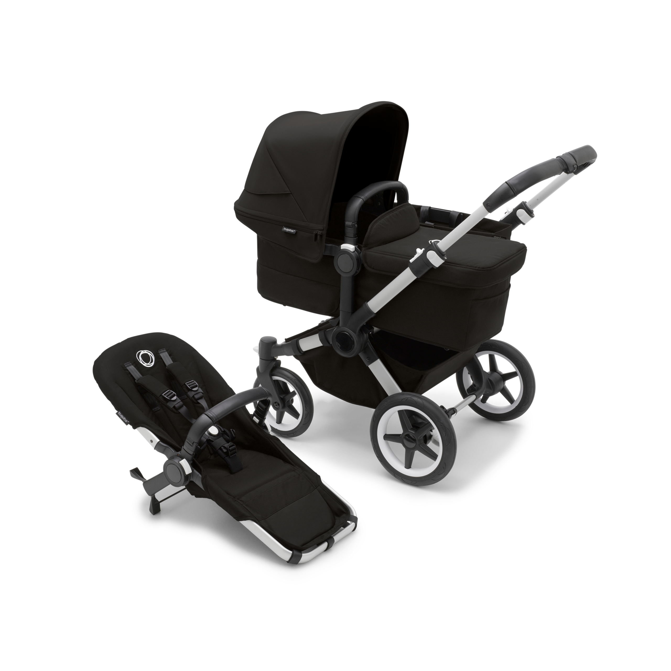 Bugaboo Donkey 5 Mono 2-in-1 stroller aluminium base, midnight black fabrics, midnight black sun canopy - Thumbnail Slide 1 of 8
