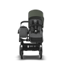Bugaboo Donkey 5 Mono bassinet and seat stroller graphite base, grey mélange fabrics, forest green sun canopy - Thumbnail Slide 4 of 13