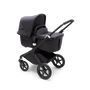 Bugaboo Fox 3 pram body stroller with black frame, mineral black fabrics, and mineral black sun canopy. - Thumbnail Slide 2 of 15