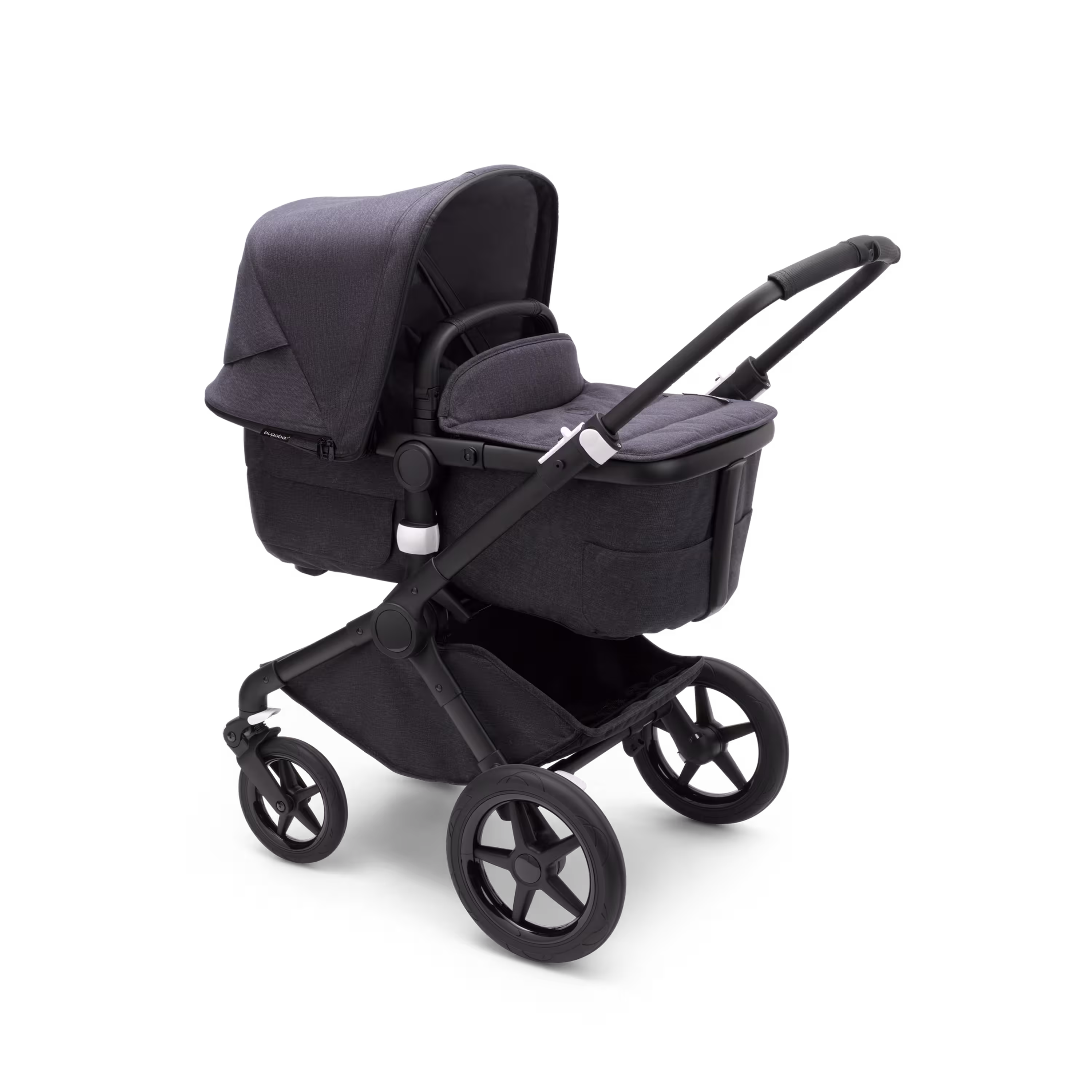 Bugaboo Fox 3 bassinet and seat stroller black base, mineral washed black fabrics, mineral washed black sun canopy - Main Modal Image Slide 2 of 15