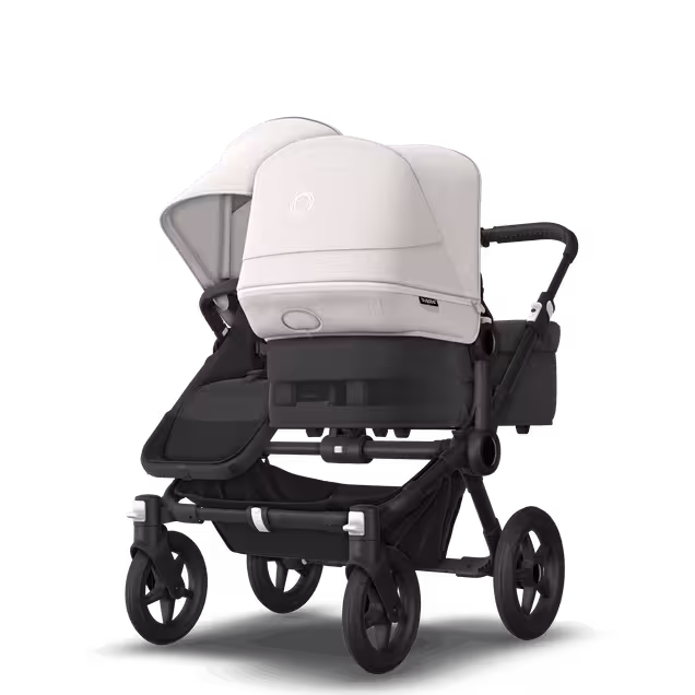 Bugaboo Donkey 5 Duo double stroller black base, midnight black fabrics, misty white sun canopy - Main Image Slide 3 of 11