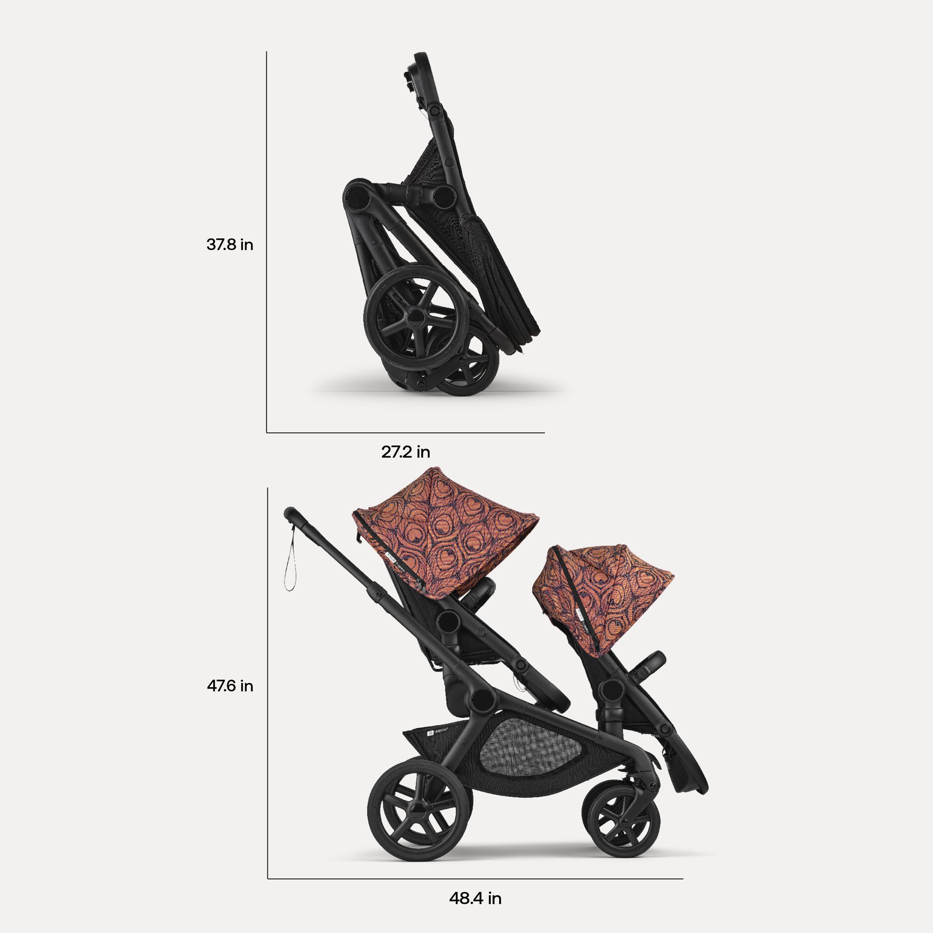 Bugaboo x Artipoppe Kangaroo Limited edition 2-in-1 tandem stroller black base, heritage black fabrics, bugaboo x artipoppe sun canopy - Main Modal Image Slide 8 of 10