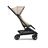 Side view of a Bugaboo Butterfly 2 ultra-compact travel pram with black chassis, Desert Taupe fabrics, and Desert Taupe sun canopy. - Thumbnail Slide 2 of 9