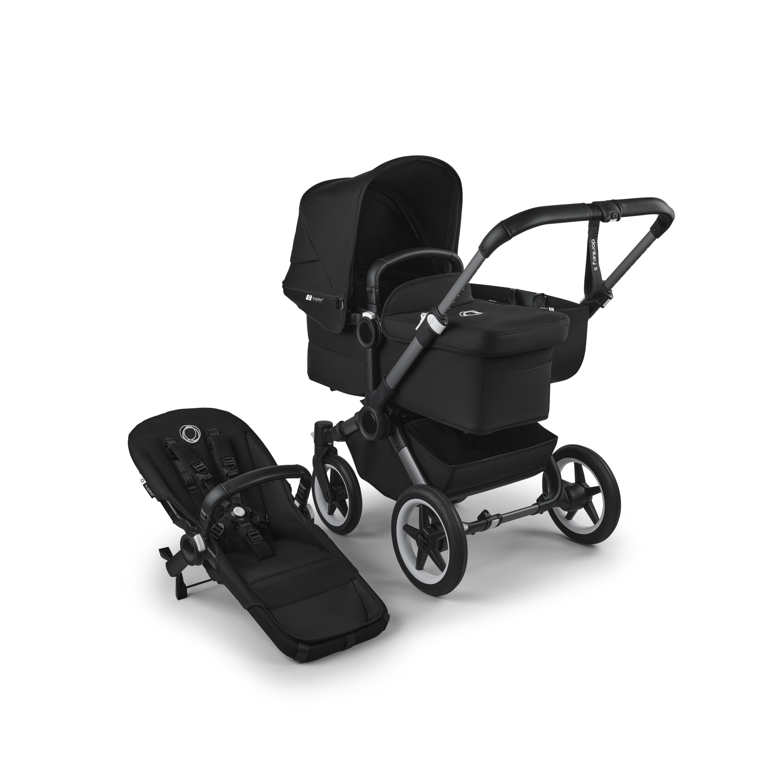 Refurbished Bugaboo Donkey 5 Mono complete GRAPHITE/MIDNIGHT BLACK-MIDNIGHT BLACK - Thumbnail Slide 1 van 9