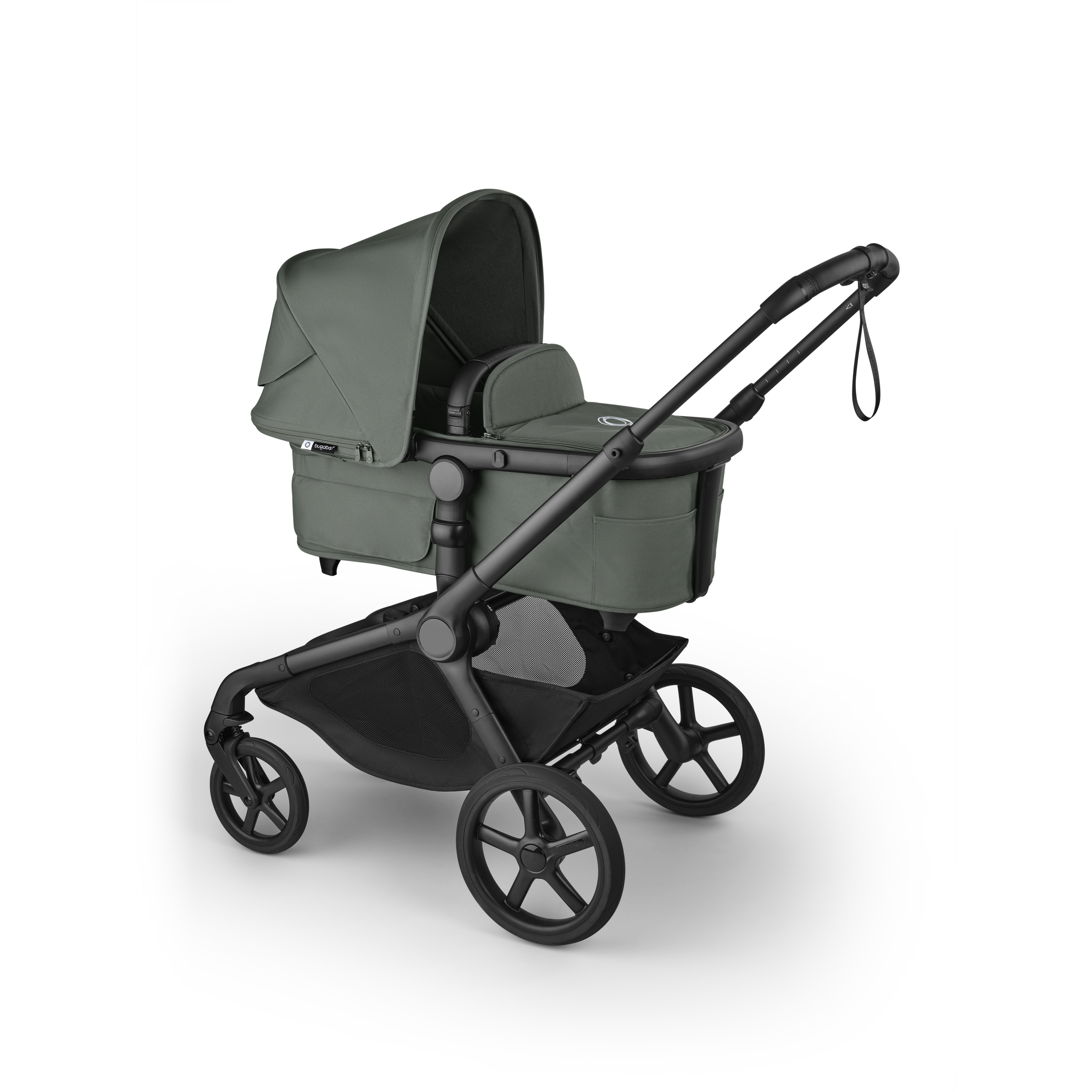 Bugaboo Kangaroo 2-in-1 stroller black base, forest green fabrics, forest green sun canopy - Thumbnail Slide 3 of 11