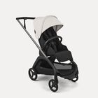 Bugaboo Dragonfly Plus seat stroller graphite base, heritage black fabrics, misty white sun canopy