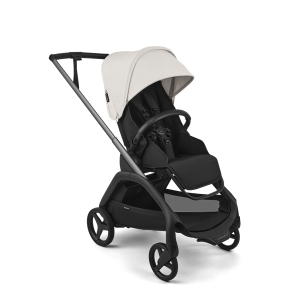 Bugaboo Dragonfly Plus seat stroller graphite base, heritage black fabrics, misty white sun canopy