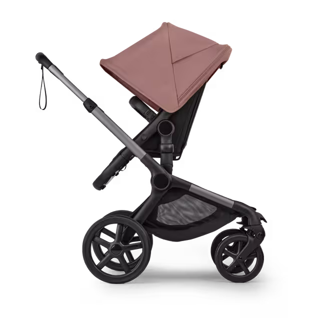 Bugaboo Fox 5 Renew 2-in-1 stroller graphite base, heritage black fabrics, dusty pink sun canopy - Main Image Slide 3 of 12