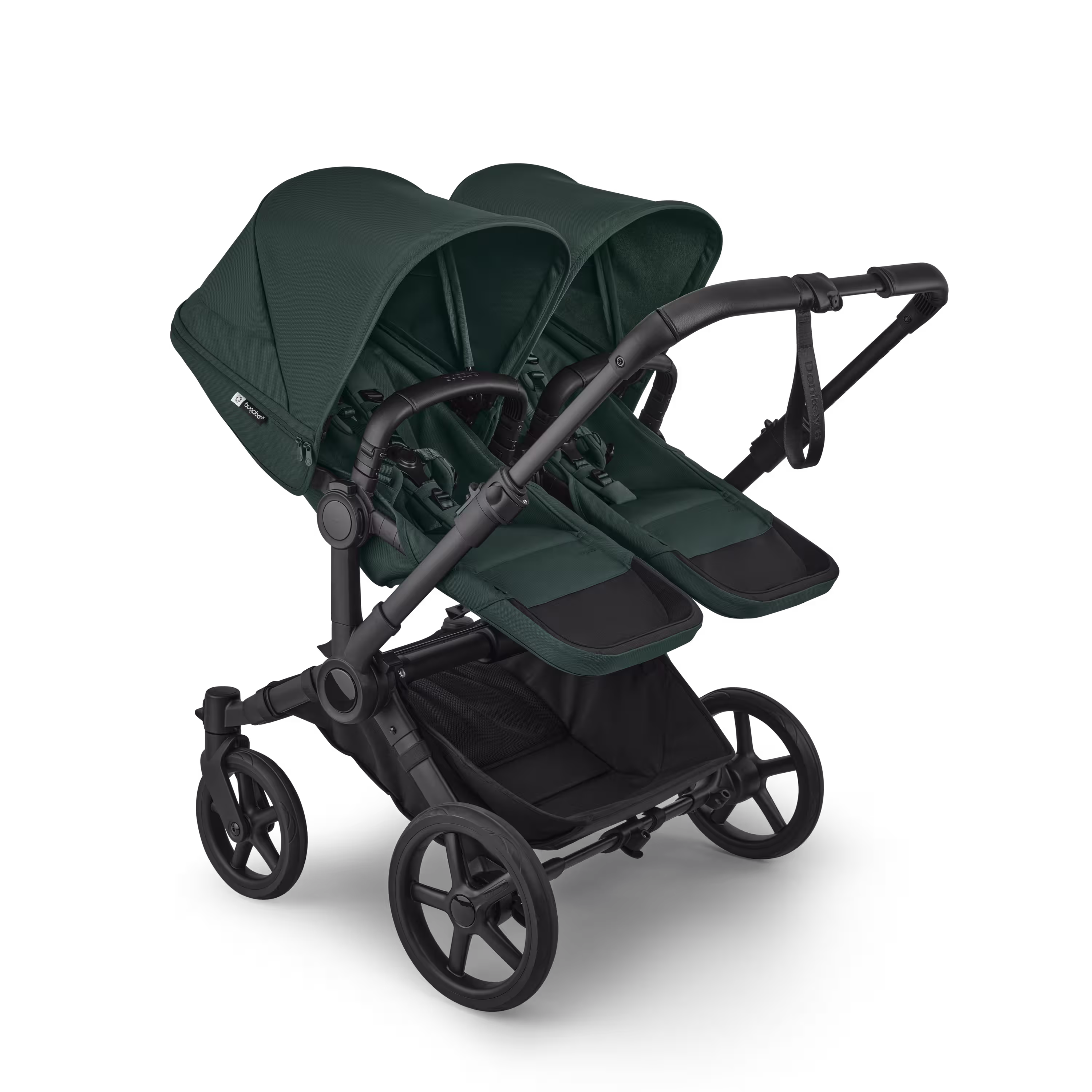 Bugaboo Donkey 6 twin stroller black base, fern green fabrics, fern green sun canopy - Main Modal Image Slide 2 of 8