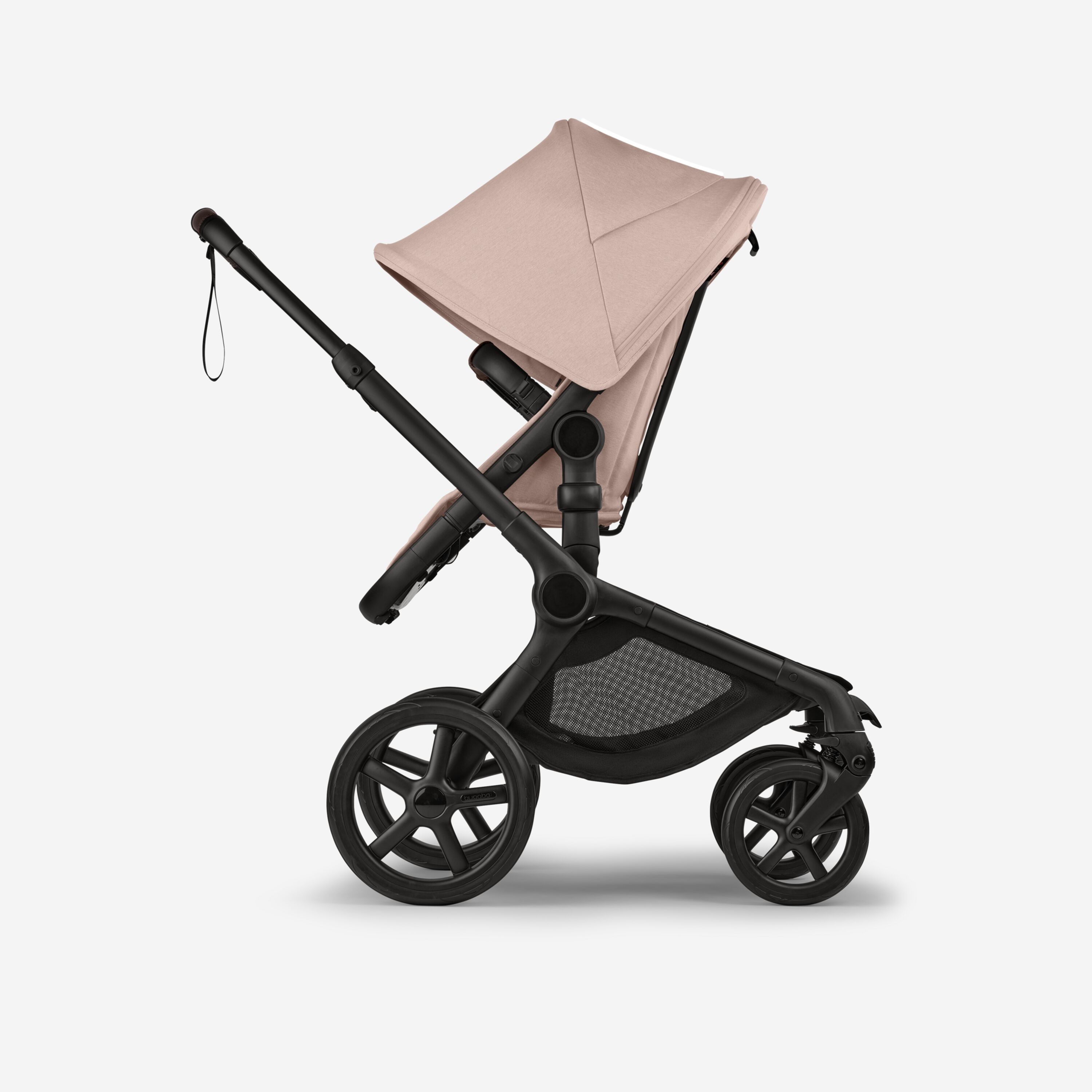 Bugaboo Fox 5 Renew seat pushchair, with black chassis, Desert Taupe Mélange fabrics, and Desert Taupe Mélange sun canopy. - Main Modal Image Slide 3 of 12
